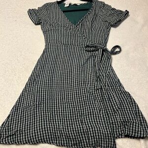 American Eagle Outfitters Emerald and White Checkered Mini Dress